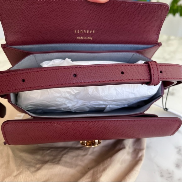 NWT Senreve Cadence Crossbody Italian Pebbled Leather Merlot Burgundy Red Gold - Picture 10 of 16